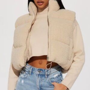 Cream Beige Sherpa Vest Fashion Nova